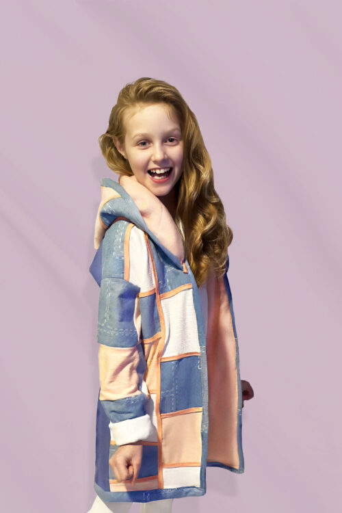 Pink Color Block Hoodie Long Jacket