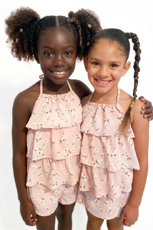 Girls Pink Floral Halter Top