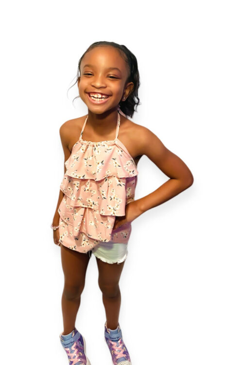 Girls Pink Floral Halter Top