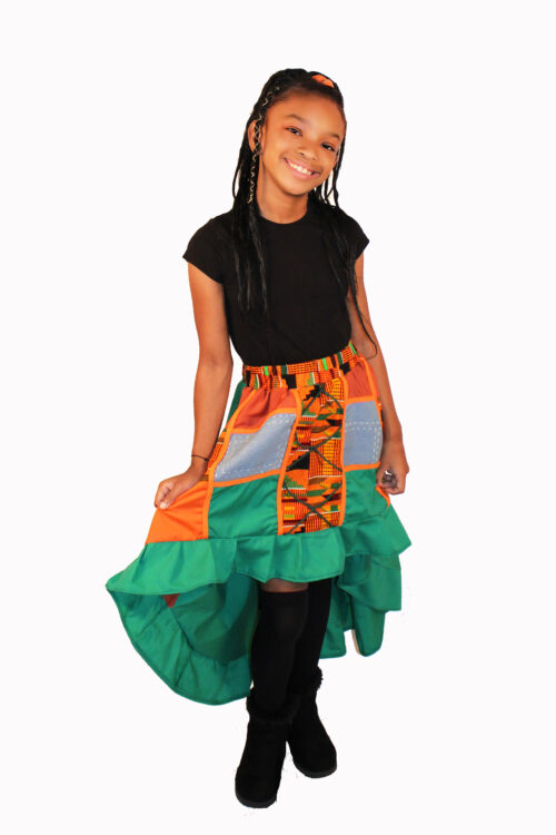 Handcrafted Girls’ Ruffle Skirt – African Print Patchwork